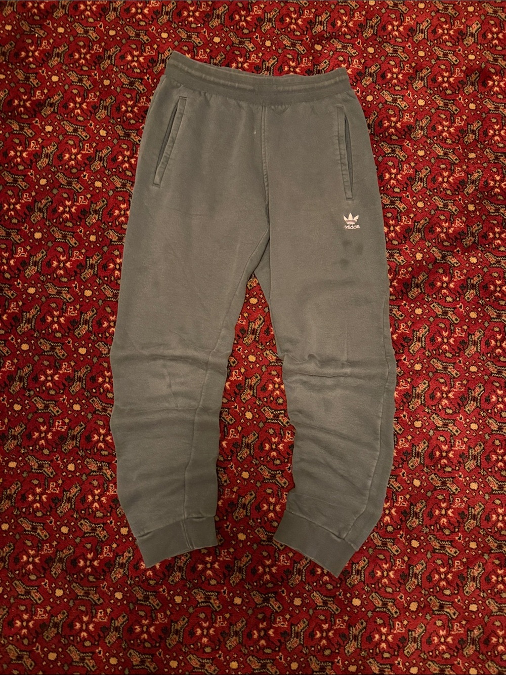 adidas Green Trefoil Fleece Joggers Sweat Pants